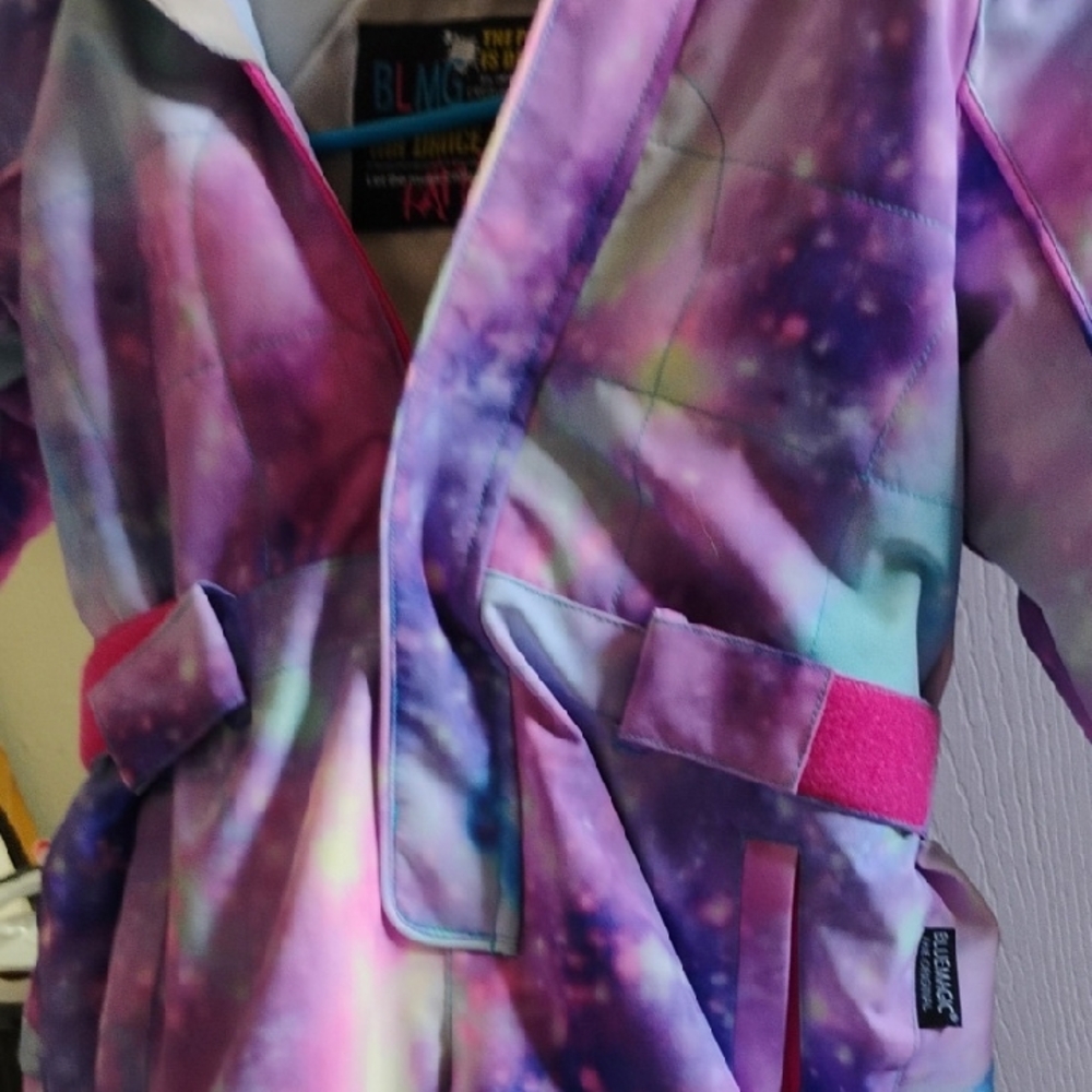Vibrant Tie-Dye Ski Jacket in Pink Purple and Blue
